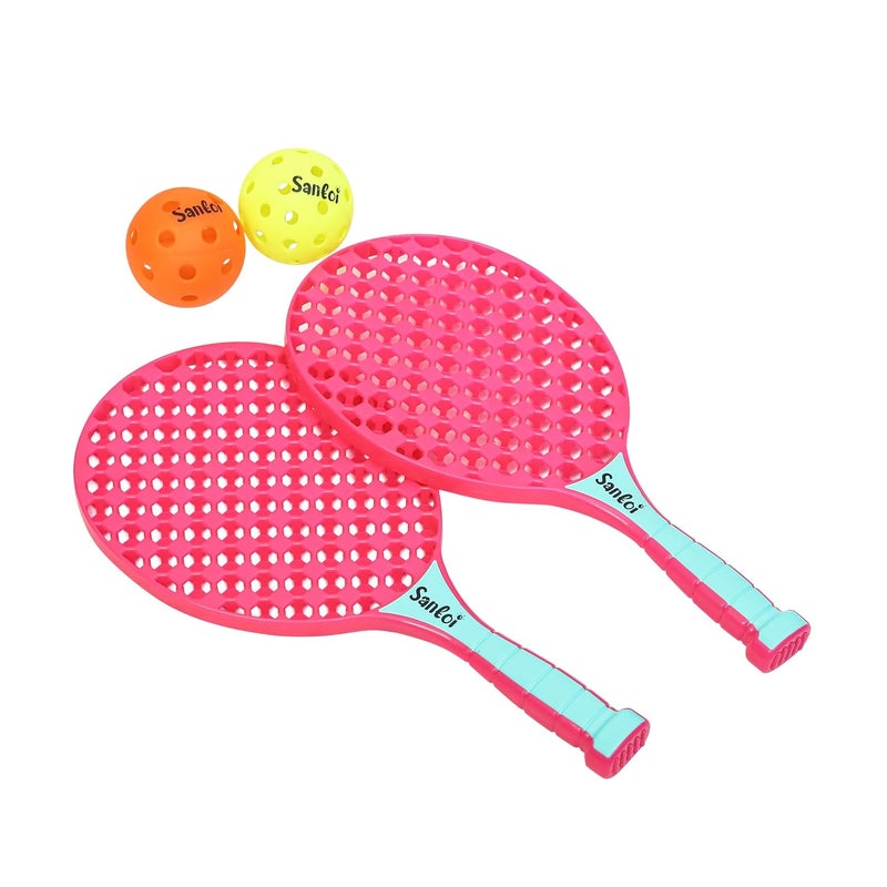 Knick Knack Santoi Paddle Ball Game Set with 2 Balls, Indoor Outdoor Play Set for Kids 3+ Years (Pink) - Image 5